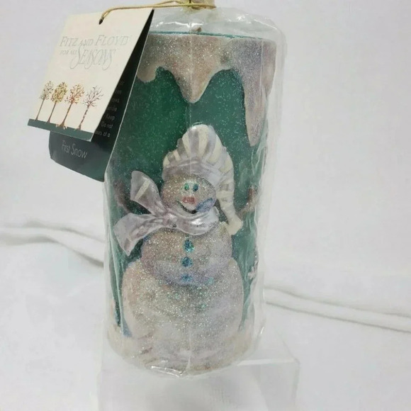 Fitz and Floyd For All Seasons snowman pillar Candle Christmas first snow - Picture 2 of 9